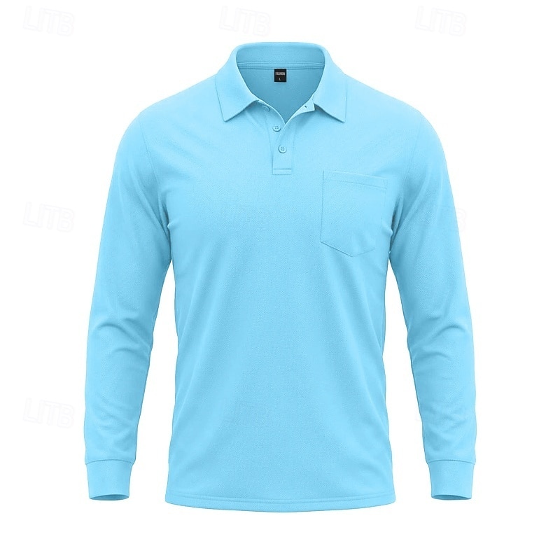 Per uomo Tinta unita Maglietta sportiva Polo da golf Maglia da tennis Maglietta da tennis Manica Lunga Tasca Bottoni Leggero Elastico Traspirante Tennis Golf Corsa Colletto a Camicia Top Bianco Cachi del 2026 a $7.99 –P6
