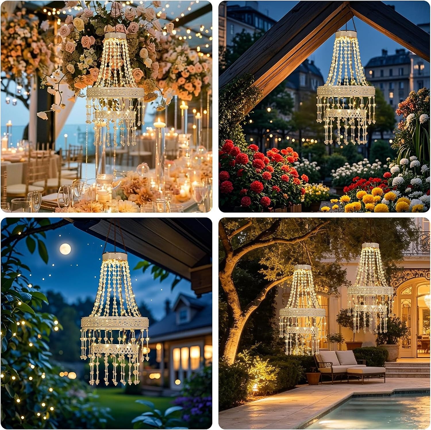 Solar Hanging Crystal Chandelier Outdoor, Boho Farmhouse Solar Garden Light, Waterproof Acrylic Crystal Pendant Lantern for Patio, Yard, Porch, Balcony, Tree, Wedding, Party & Holiday Decor 2026 - $62.99 –P2