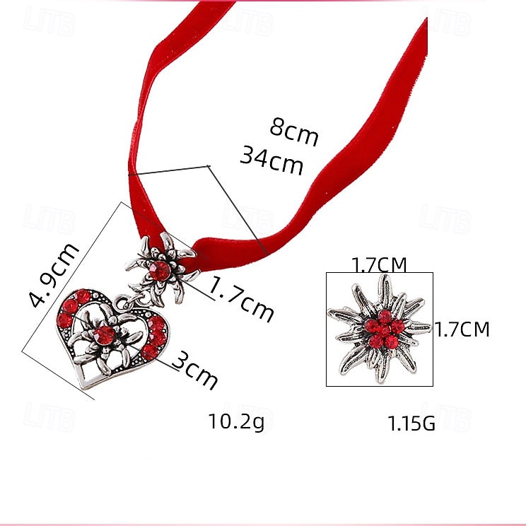 Oktoberfest Jewelry Set Necklace Earrings set Heart Edelweiss Bavarian German Munich Wiesn Women's Carnival Beer Festival Traditional Style Cloth 2026 - $24.99 –P1
