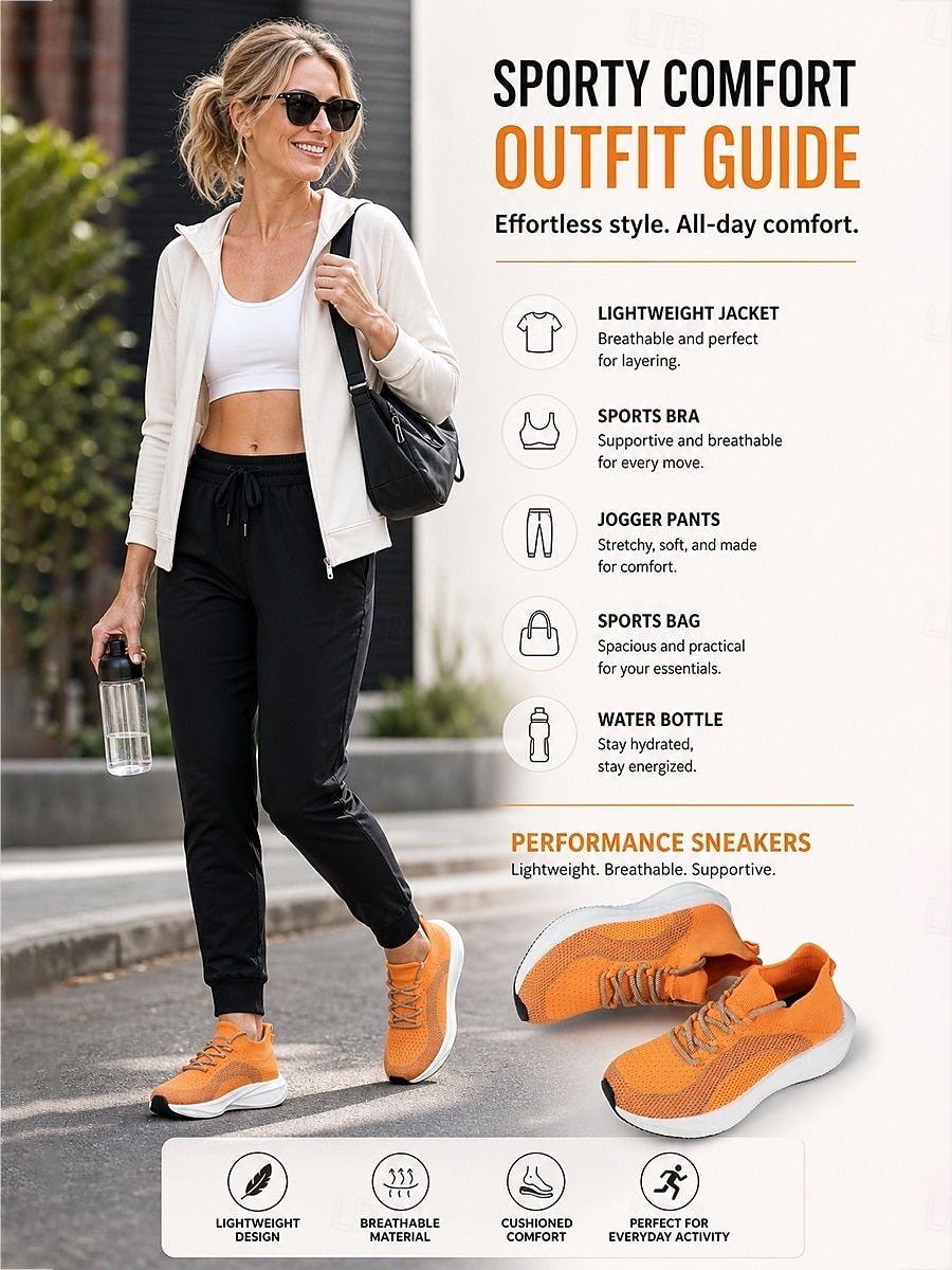 Oranje instapschoenen voor dames – ademende gebreide sportschoenen met schokabsorptie &Antislip buitenzool voor hardlopen, wandelen, krachttraining, fitnessoefeningen, reizen en comfort de hele dag 2026 - $34.99 –P7
