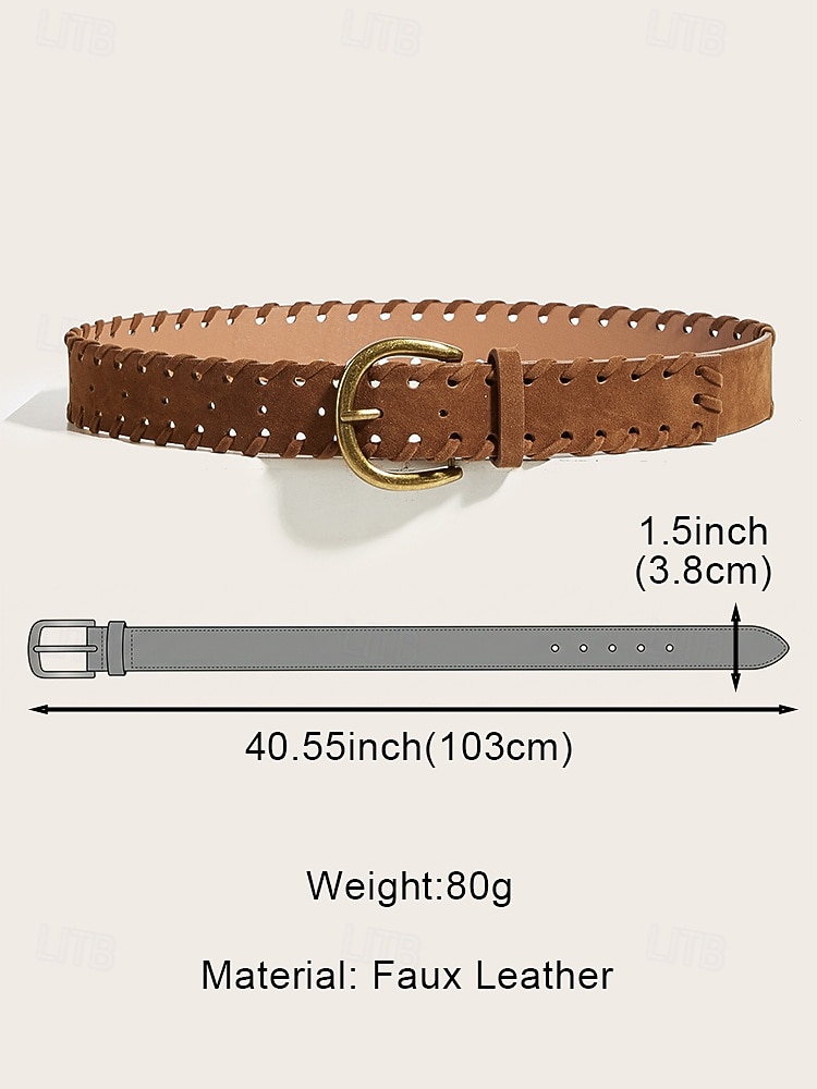 Damesriem van gevlochten imitatieleer met verstelbare tailleband in bruin en koffiebruin, een zomeraccessoire voor jurken, broeken met hoge taille, casual, vakantie-, reis- en dagelijkse kleding. 2026 - $11.99 –P7