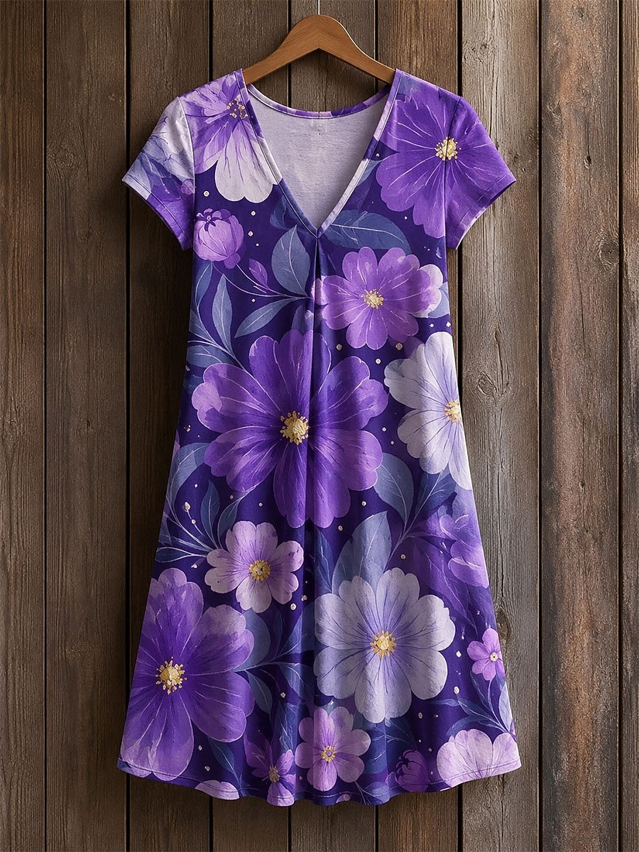 Easter Women's Knee Length Dress Shift Dress T Shirt Dress Tee Dress Summer Dress Elegant Bohemia Vacation Beach Party Holiday Regular Fit Floral Star Tropical Short Sleeve V Neck Blue White Red 2026 - $24.99 –P1