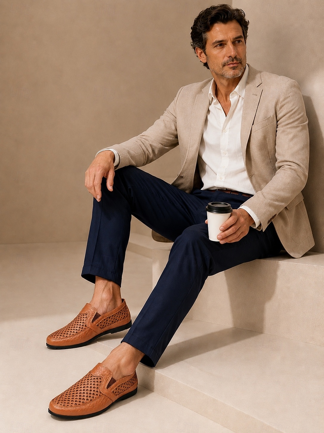 Homens Mocassins e Slip-Ons sapatos feitos à mão Caminhada Casual Ao ar livre Atlético Com Transparência Pele Respirável Confeccionada à Mão Preto Azul Marron Verão Primavera de 2026 por $54.99 –P3