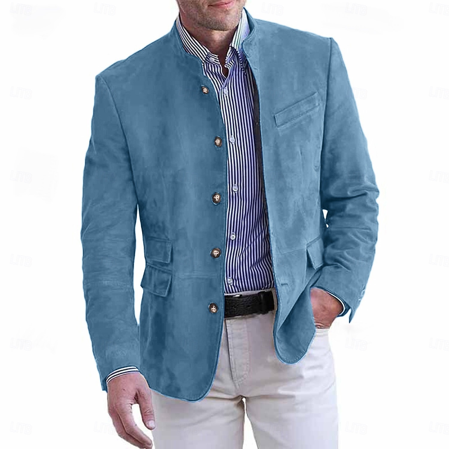Herren Leichte Jacke Freizeitjacke Imitat-Lederjacke Ausgehen Weich Schnalle Frühling & Herbst Lässig Stehkragen Regulär Hellkaki Schwarz Marineblau Khaki Armeegrün Jacken 2026 - $46.99 –P20