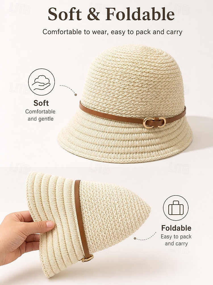 Women's Woven Polyester Sun Hat, Multi-Color Front-Long Back-Short Brim Cloche Hat, Lightweight Summer Vacation Hat for Beach, Travel, Garden, Brunch and Daily Wear 2026 - $11.99 –P12