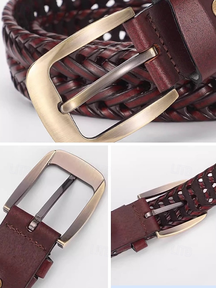 Handgemaakte gevlochten leren herenriem, verstelbare taille, geweven riem van echt leer, geschikt voor casual gelegenheden, zakenreizen en vakanties, in zwart, bruin of koffiekleur. 2026 - $18.99 –P9