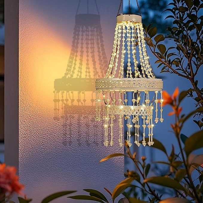 Solar Hanging Crystal Chandelier Outdoor, Boho Farmhouse Solar Garden Light, Waterproof Acrylic Crystal Pendant Lantern for Patio, Yard, Porch, Balcony, Tree, Wedding, Party & Holiday Decor 2026 - $62.99 –P4