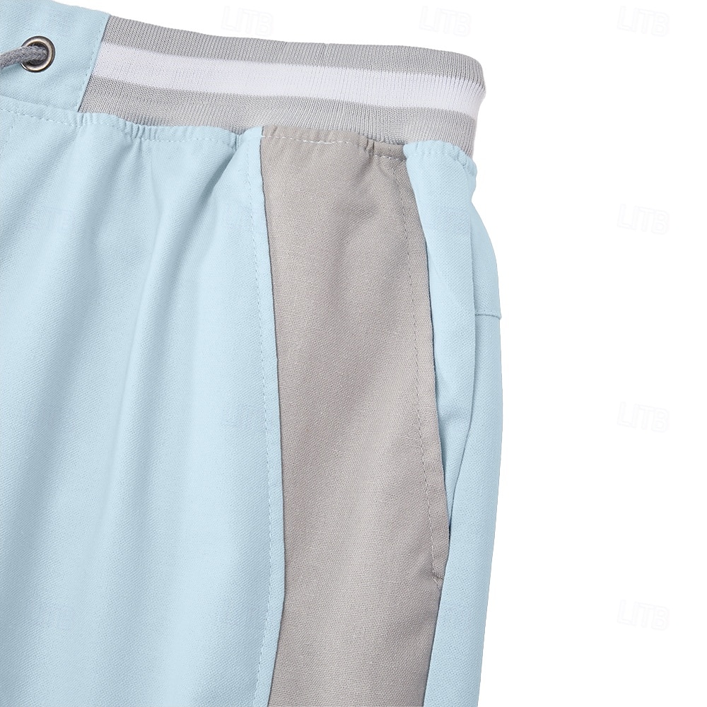 Per uomo Shorts di Lino Pantaloncini Estivi Shorts da Spiaggia Coulisse Tasca Striscia laterale Blocco di colori Tinta unita Comodità Traspirante Lunghezza al ginocchio Casuale Quotidiano Spiaggia del 2026 a $28.99 –P7