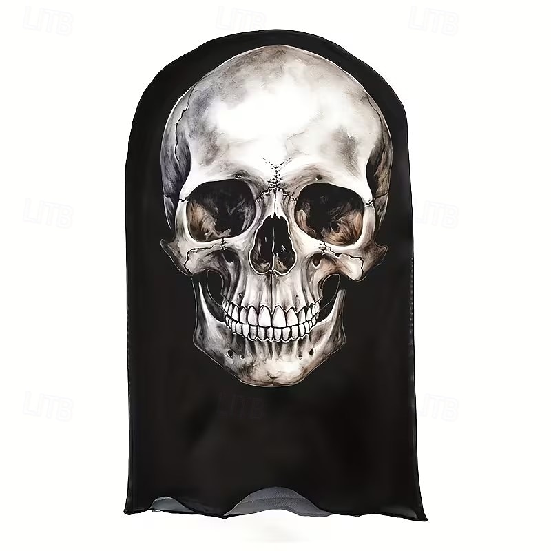 Mască de craniu de Halloween, mască de costum de schelet înfricoșătoare cu față completă, cu deschideri respirabile pentru ochi, recuzită de cosplay horror pentru adulți, casă bântuită, petrecere de 2026 - $9.99 –P6
