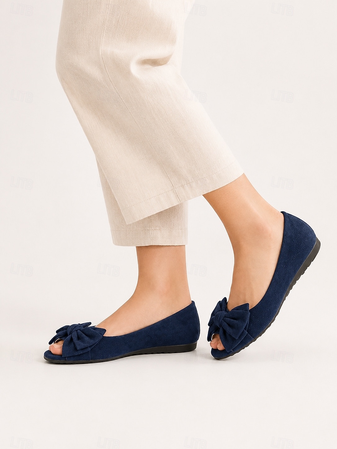 Ballerines confortables à bout ouvert pour femmes, chaussures plates en faux daim avec nœud, idéales pour le travail décontracté, les voyages et les promenades quotidiennes. de 2026 ? $24.99 –P2