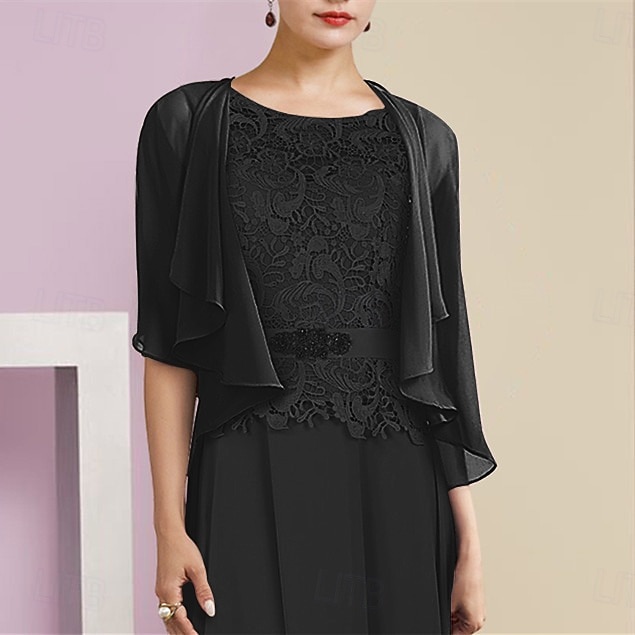 scialli per ospiti di nozze avvolgere le donne impacchi per la madre puro elegante chiffon a mezza manica impacchi da sposa con balze per la festa primaverile&amp; estate del 2026 a $45.99 –P13