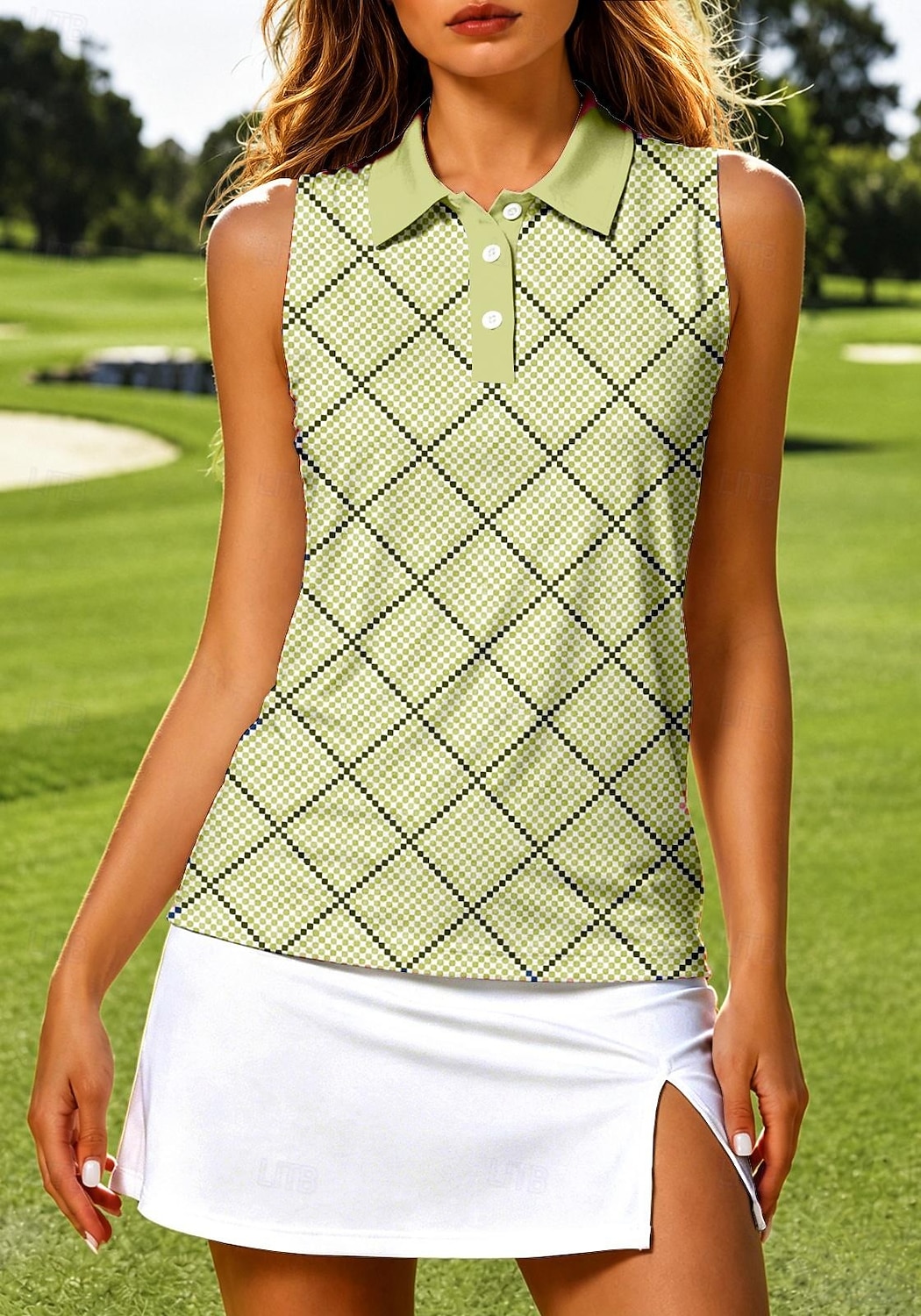 Mulheres Xadrez Quadrados Tops Camisa Esportiva Camisa polo de caminhada Regata Sem Manga Floral Botões UPF50+ Resistente a UV Elasticidade Alta Pavio Humido Respirável Voleibal Tênis Golfe Colarinho de 2026 por $17.99 –P9