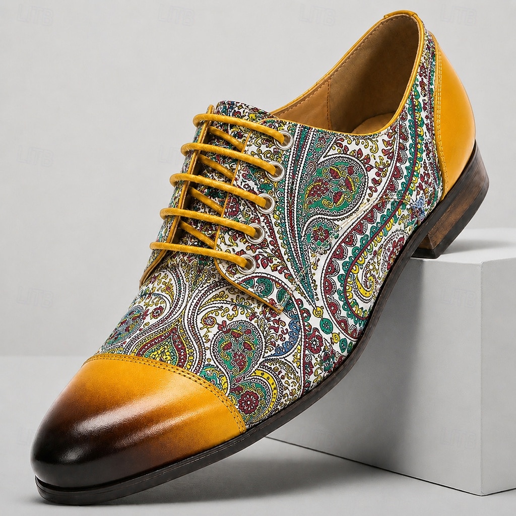 Elegant Paisley Oxford Dress Shoes – Genuine Leather Luxury Formal Footwear for Business Events, Weddings & Evening Parties 2026 - $109.99 –P1