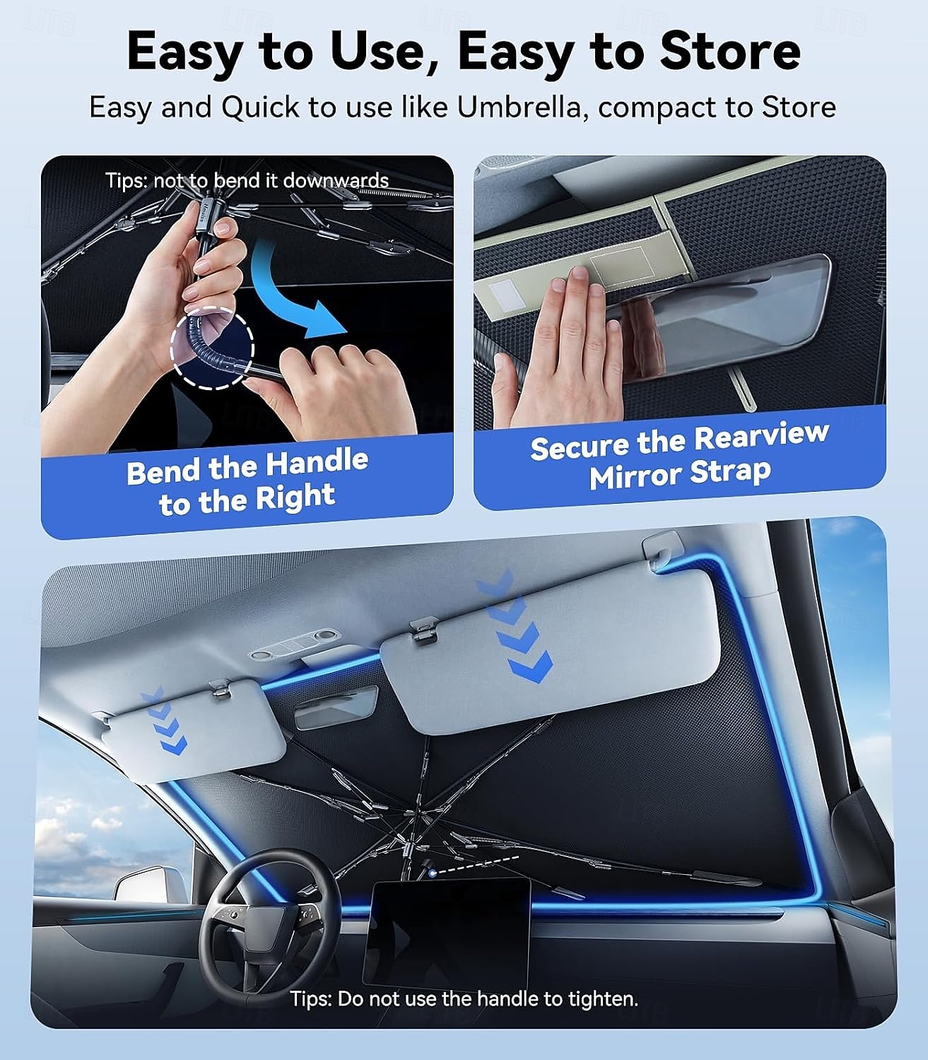 Umbrelă de soare pentru parbriz auto, parasolar pliabil cu protecție UV pentru geamul din față, parasolar reflectorizant care blochează căldura, capac interior de răcire pentru mașini, SUV-uri și 2026 - $11.99 –P5