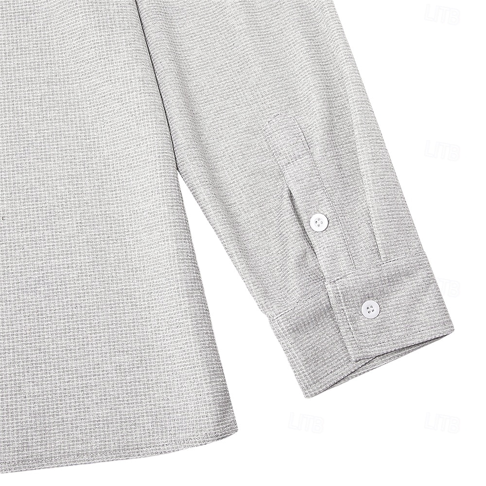 Per uomo Camicia Camicia a nido d'ape Camicia casual Camicia con colletto alla coreana Camicia con Bottoni Rosa Azzurro cielo Grigio Manica Lunga Semplice Collo alla coreana Casuale Quotidiano del 2026 a $32.99 –P9