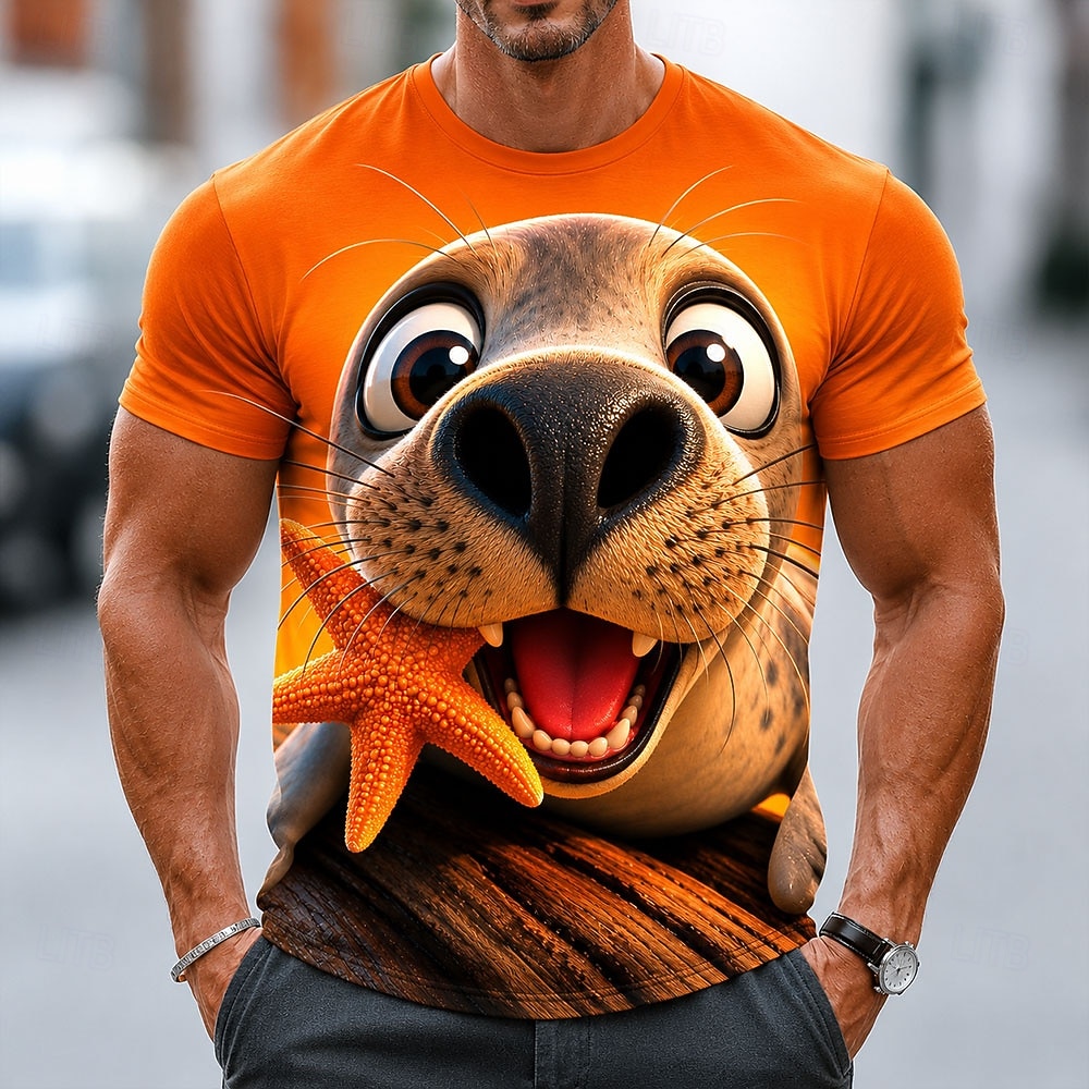 Herren Tiermotiv Tiger T Shirt Kurzarm T-Shirt 3D-Druck Rundhalsausschnitt Hemd Lustig Lässig Täglich Straße Blau Blau 1# Orange Sommer Frühling Bekleidung S M L XL 2XL 3XL 2026 - $19.99 –P1