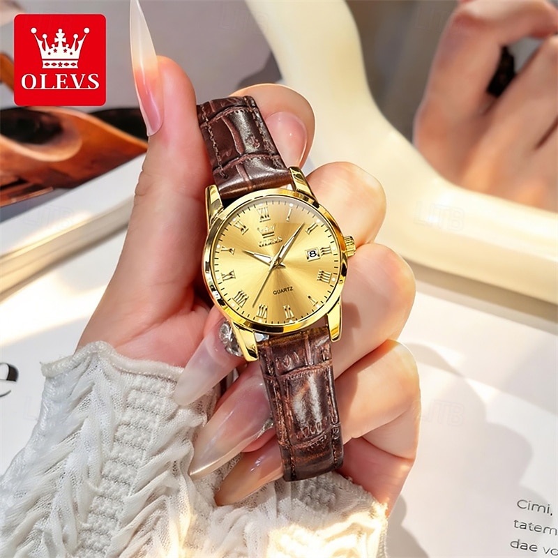 OLEVS Men's Watch Luxury Business Analog Quartz Waterproof Brown Leather Strap Roman Numeral Dial with Date Calendar Classic Casual Fashion Dress Wristwatch Male Timepiece Gift for Him 2026 - $24.99 –P14