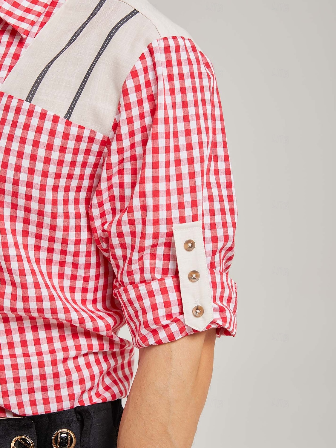 Oktoberfest Trachten shirts Rood geruit patroon Vetersluiting aan de voorkant Bavarian Duits Erfenis Weiden Voor heren Carnaval Bierfestival Doek in traditionele stijl 2026 - $65.99 –P4