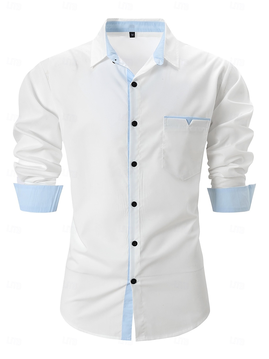 Homens Camisa Social Saia camisa de botão Camisa não de ferro Bloco de cor Casual Diário Azul Branco Preto Rosa Manga Longa Aberto para a Lateral Primavera Primavera & Outono Roupa Patchwork de 2026 por $22.99 –P2
