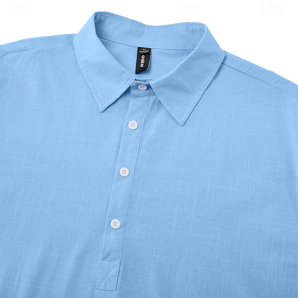 Men's Shirt Linen Shirt Summer Shirt Beach Wear Plain Casual Daily Blue Black White Khaki Long Sleeve Lapel Spring & Summer Summer Clothing Apparel Plain 2026 - $26.99 –P9