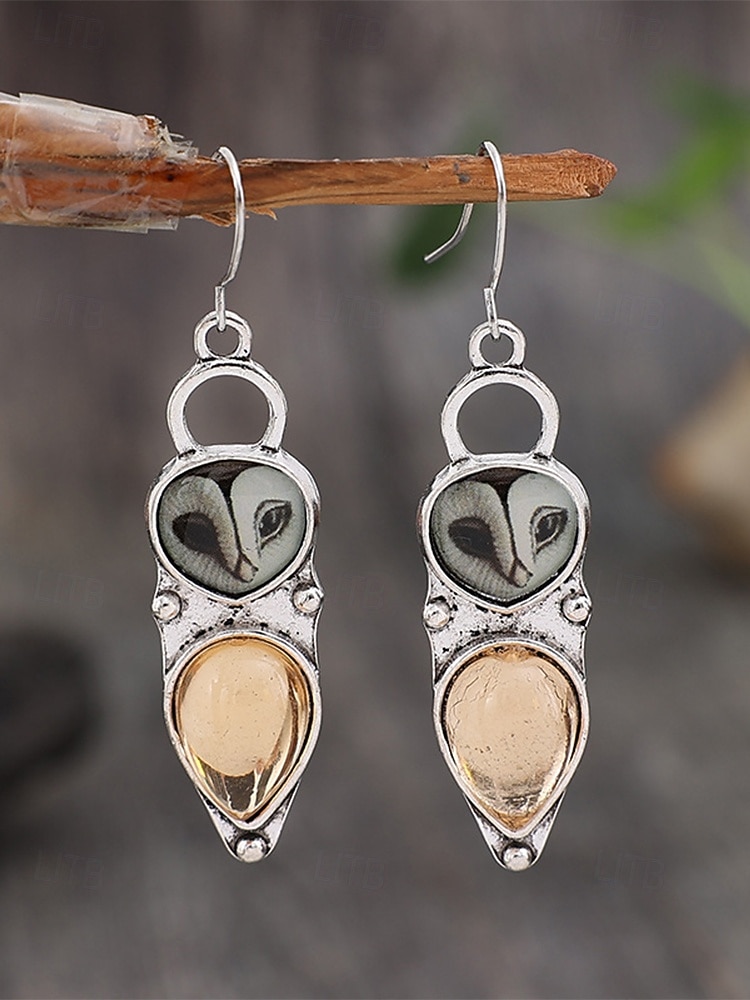 Vintage uilenoorbellen voor dames, zilverkleurige legering dierensieraden, boho natuurgeïnspireerde hangende oorbellen voor volwassen vrouwen, zomerse casual kleding, tuinfeest, reiscadeau 2026 - $7.99 –P4