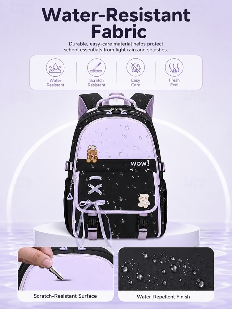 Student School Backpack,Waterproof Polyester Bookbag,Large Capacity,Multi-Compartment Cute Schoolbag for Girls,Reflective Travel Bag with Luggage Strap,Multi Colors 2026 - $46.99 –P5