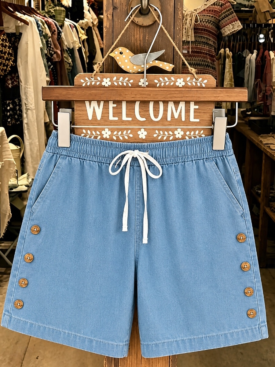 Mujer Vaqueros Chinos Pantalón corto Pantalones cortos Burmuda Moda Medio corto Alta cintura Clásico Comodidad Elástico Vacaciones Formal Azul Piscina Negro Verde Trébol Caqui Verano Primavera Ajuste 2026 - $24.99 –P2
