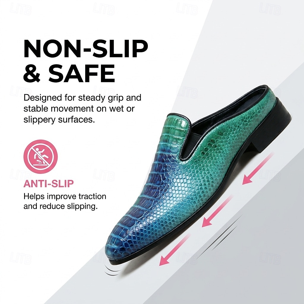 Men's Blue Green Exotic Loafers – Crocodile-Embossed Slip-On Dress Shoes, Designer Formal Footwear for Weddings, Nightclubs and Luxury Events 2026 - $46.99 –P4