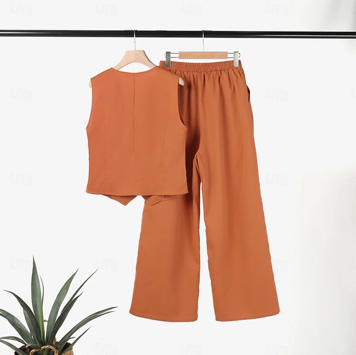 Damen Hosen-Sets Ärmellos V Ausschnitt Einfarbig Gerafft Elegant Lässig Täglich Schwarz Weiß Orange Frühling & Sommer 2026 - $33.99 –P1
