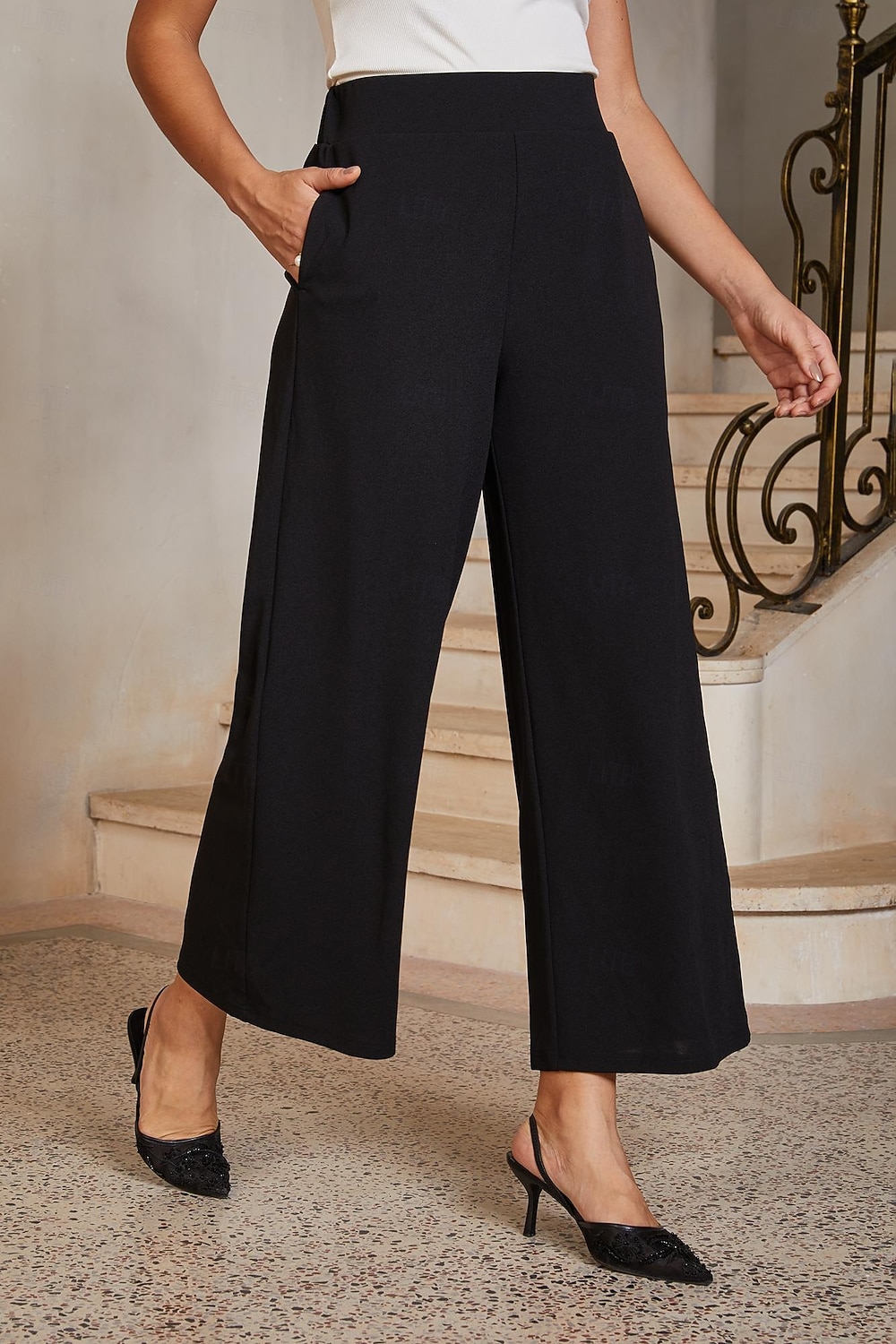 Women's Straight Pants Ankle Length Mid Waist Elegant Casual Daily Mother Of The Bride with Stretch Fabric Stretchy Pocket Black 2026 - $49.99 –P1