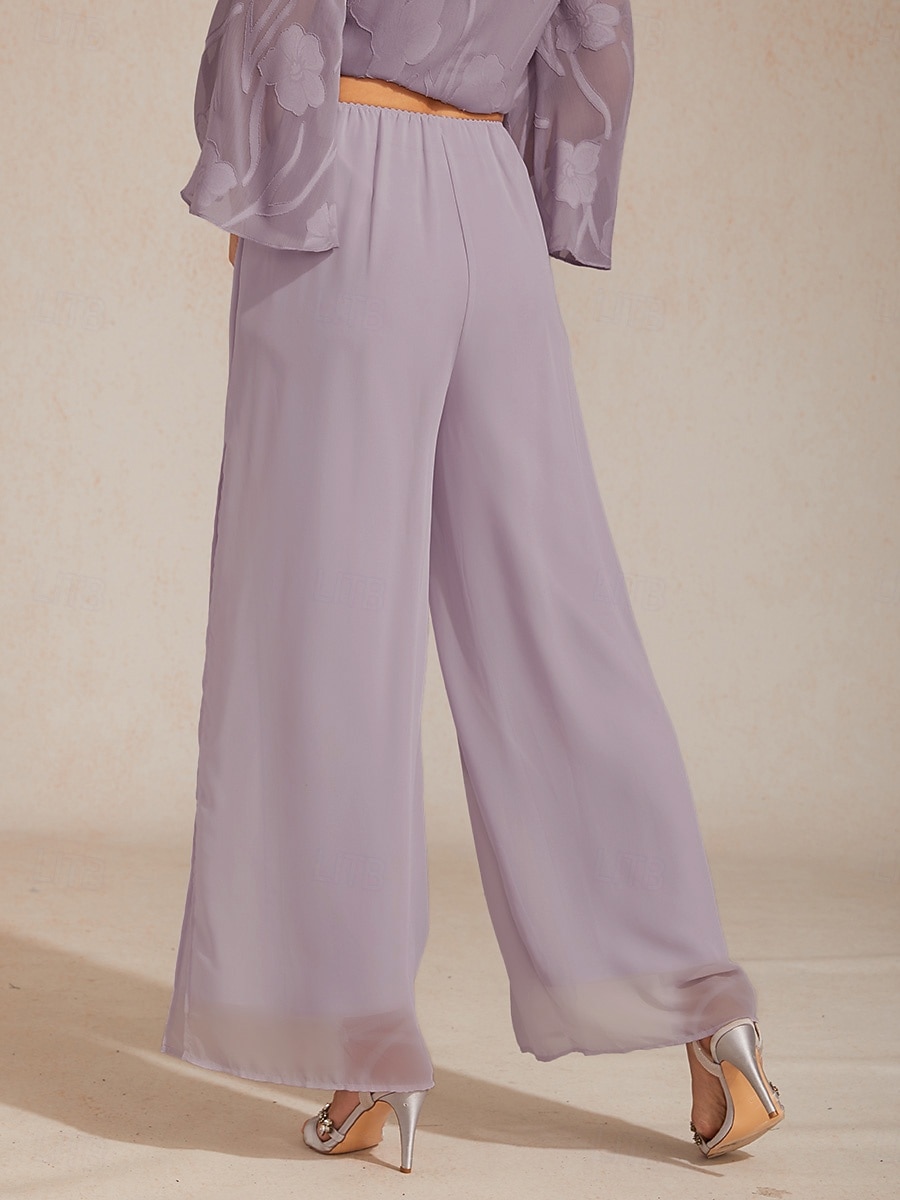 Per donna Gamba larga Pantaloni a gamba dritta Elegante Lunghezza intera Vita media Fascia Elastica Elasticizzato Casuale Quotidiano Vacanza Lilla Estate Primavera Autunno del 2026 a $59.99 –P2
