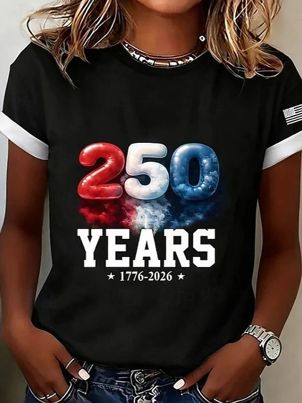 Ziua Independenței Americane Pentru femei Tricou Imprimeu Grafic Steag Scrisă Epocă Modă Stilat Manșon scurt Stil Nautic Rotund Topuri obișnuite Casual Zilnic Sfârșit de săptămână Alb / Albastru 2026 - $21.99 –P3