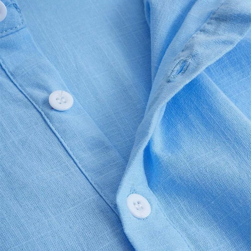 Men's Shirt Linen Shirt Summer Shirt Beach Wear Plain Casual Daily Blue Black White Khaki Long Sleeve Lapel Spring & Summer Summer Clothing Apparel Plain 2026 - $26.99 –P10