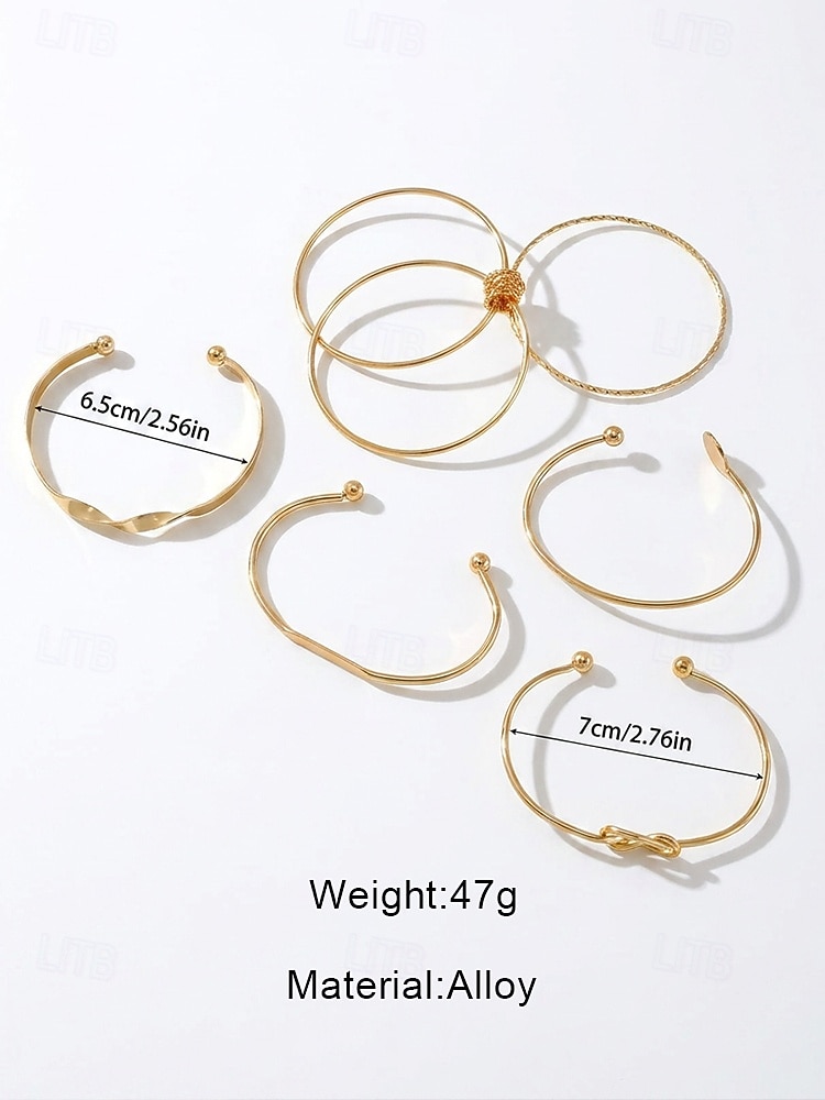 Women's Gold Silver Bohemian Layered Open Bangle Bracelet Set, Alloy Stackable Cuff Bracelets for Women, Multi Piece Summer Jewelry for Daily Wear, Vacation and Gift 2026 - $7.99 –P6