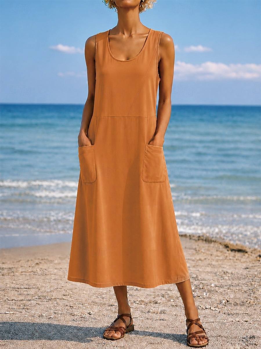 Per donna Abito maxi Abito a Tubino Vestito Estivo Casual Quotidiano Vestibilità comoda Semplice Senza Maniche Girocollo Blu Nero Bianco Verde chiaro Estate Primavera Autunno del 2026 a $21.99 –P2
