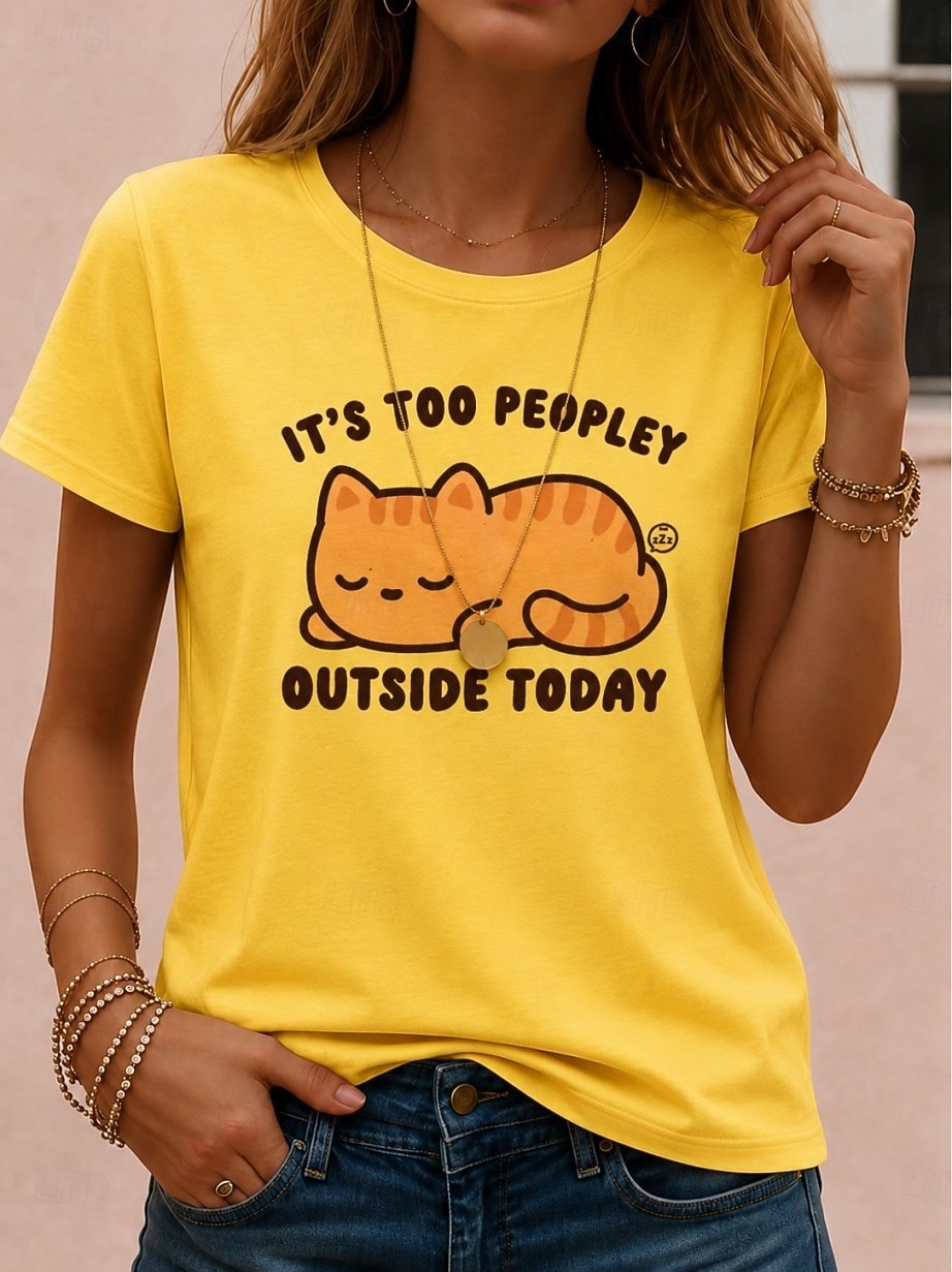 Women's T Shirt Print Ombre Tie Dye Casual Short Sleeve Round Neck Regular Tops Casual Daily Yellow Rainbow Apricot Summer Spring Fall Winter 2026 - $21.99 –P2