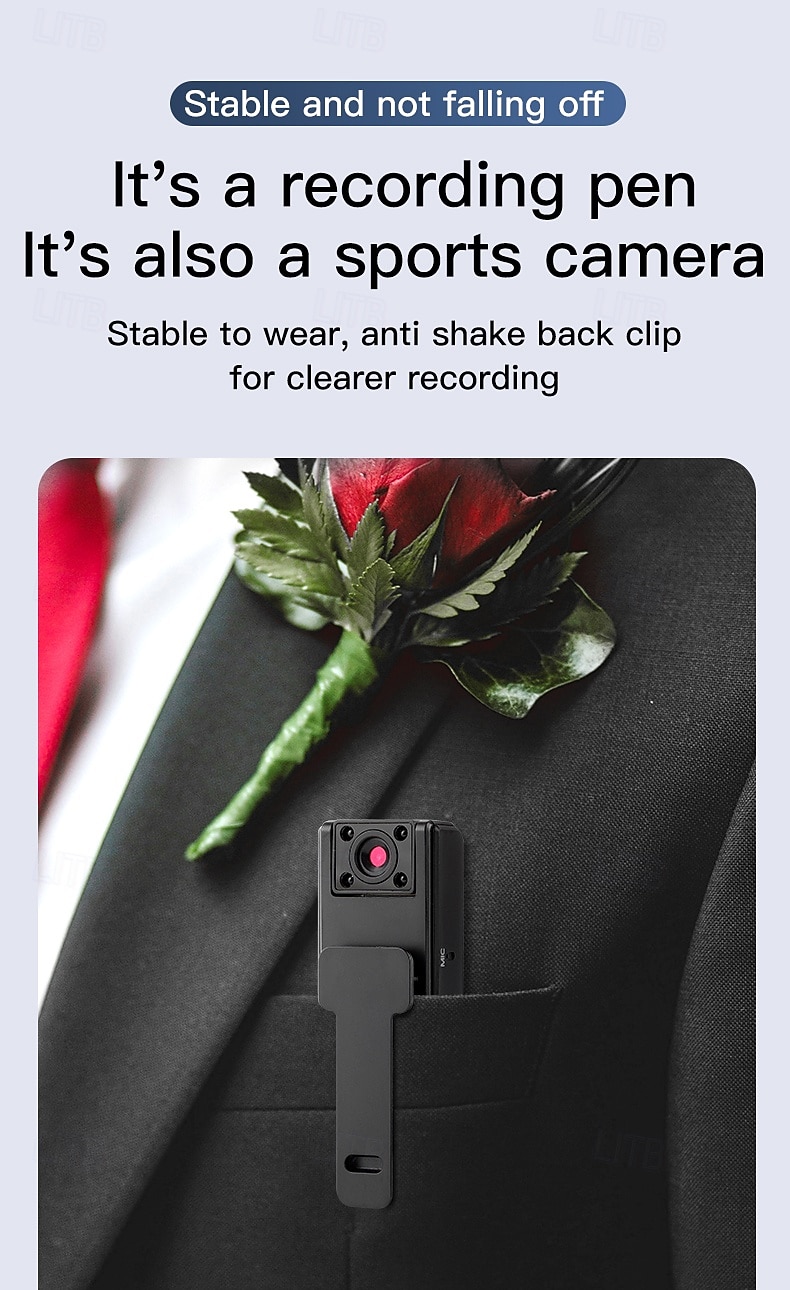 1080p HD-bodycamera met infrarood nachtzicht, mini draagbare clip-on beveiligingscamera voor thuis, kantoor en buiten, draagbare videorecorder met sportstabilisatie en activering met één druk op de 2026 - $28.99 –P10