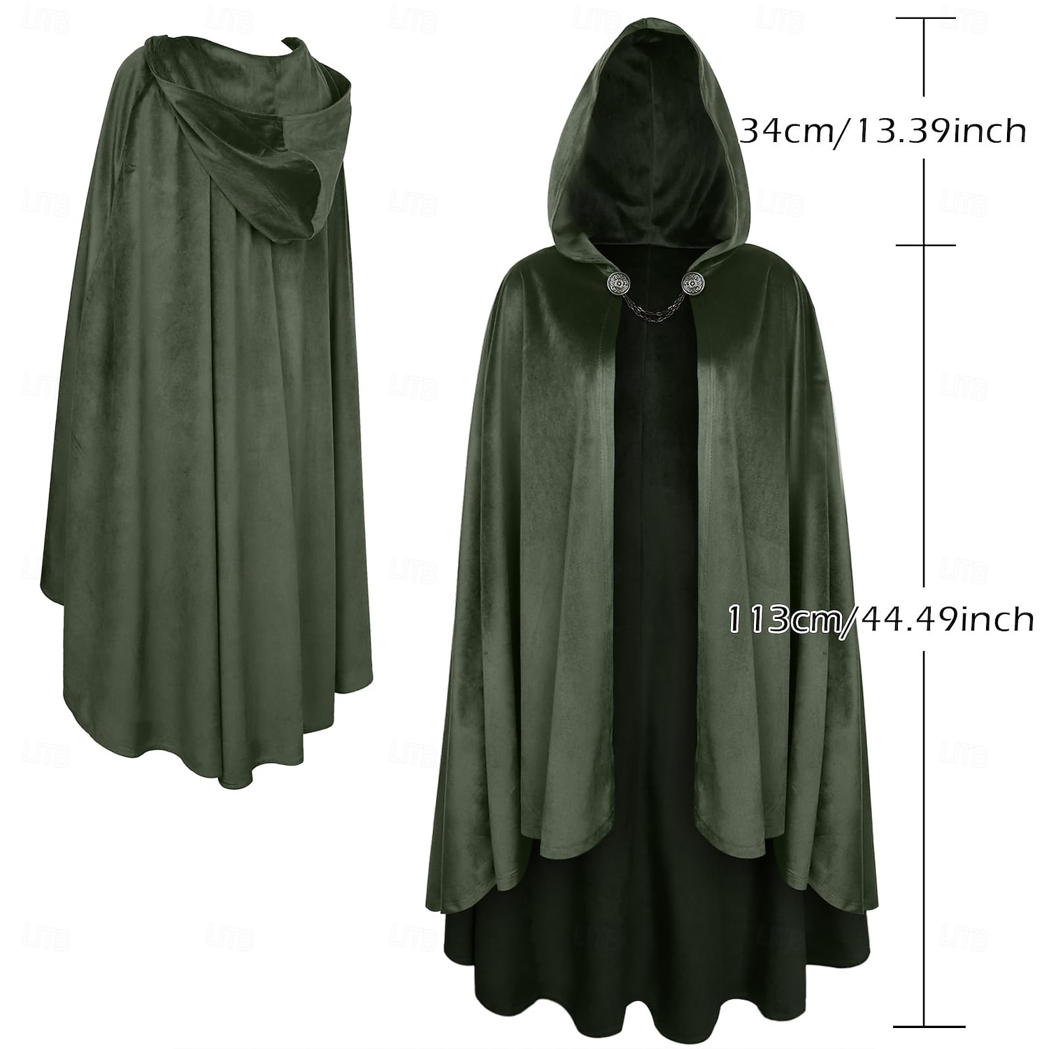 Retro / vintage Kostymer i middelalderstil Renessanse Kappe Trollmann / heks Vampyrer Alv Trollmann Kostyme Herre fantasi Halloween Karneval Maskerade Renessansemesse LARP Voksne 2026 - $45.99 –P2