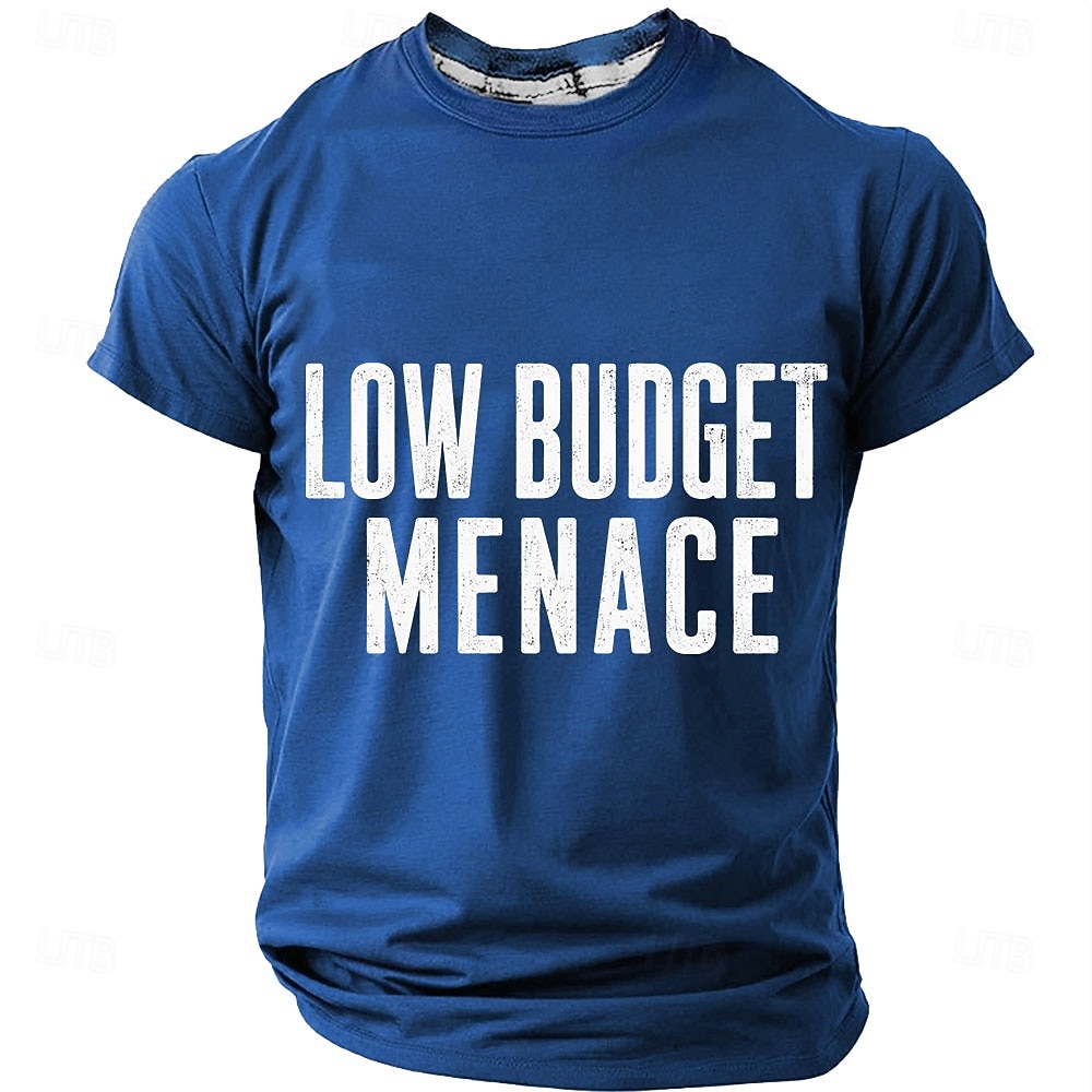 Men's Low Budget Menace Funny Letter Graphic Sarcastic Streetwear T-Shirt Regular Fit Casual Blue Designer Clothing Apparel S M L XL XXL XXXL 2026 - $19.99 –P1