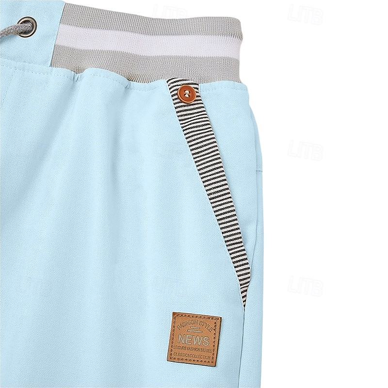 Hombre Pantalón corto Pantalones cortos de lino Pantalones cortos de verano Pantalones cortos de playa Correa Bolsillo Cintura elástica Color sólido Bloque de color Un Color Comodidad Transpirable 2026 - $27.99 –P7
