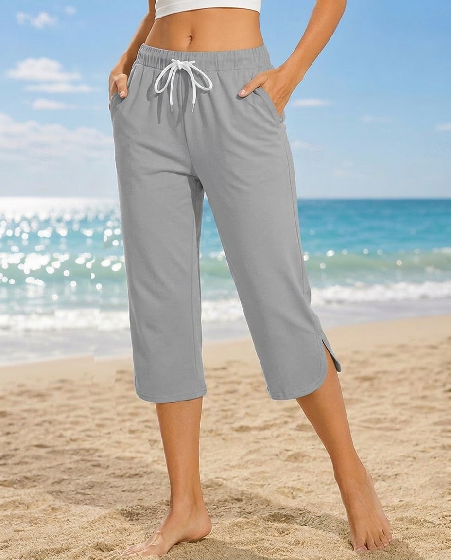 Damen Caprihose Lässig Wadenlang Natürliche Taille Einfach Komfort Hohe Elastizität Urlaub Blau Violett Dunkelblau Pfauenblau Sommer Frühling Normale Passform 2026 - $24.99 –P12