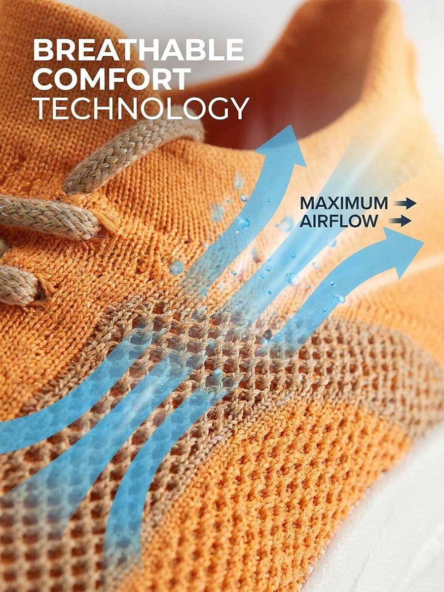 Oranje instapschoenen voor dames – ademende gebreide sportschoenen met schokabsorptie &Antislip buitenzool voor hardlopen, wandelen, krachttraining, fitnessoefeningen, reizen en comfort de hele dag 2026 - $34.99 –P2