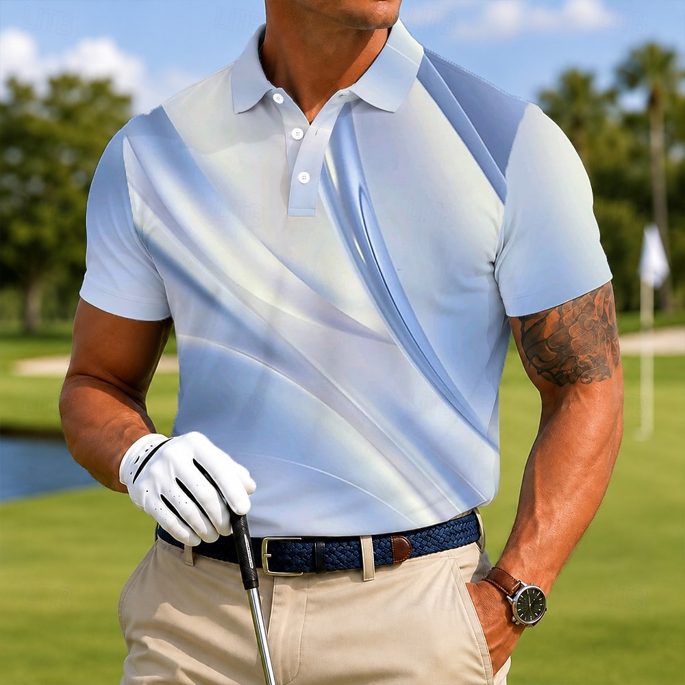 Voor heren Meetkundig Golf Sport Poloshirts Korte mouw Poloshirt Revers Casual Sportkleding 3D-afdrukken Knop Ademend gaas Lente zomer blauw Meerblauw Groen 2026 - $21.99 –P2