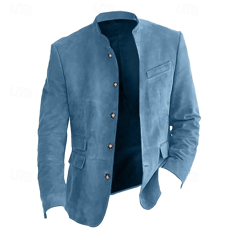 Herren Leichte Jacke Freizeitjacke Imitat-Lederjacke Ausgehen Weich Schnalle Frühling & Herbst Lässig Stehkragen Regulär Hellkaki Schwarz Marineblau Khaki Armeegrün Jacken 2026 - $46.99 –P19