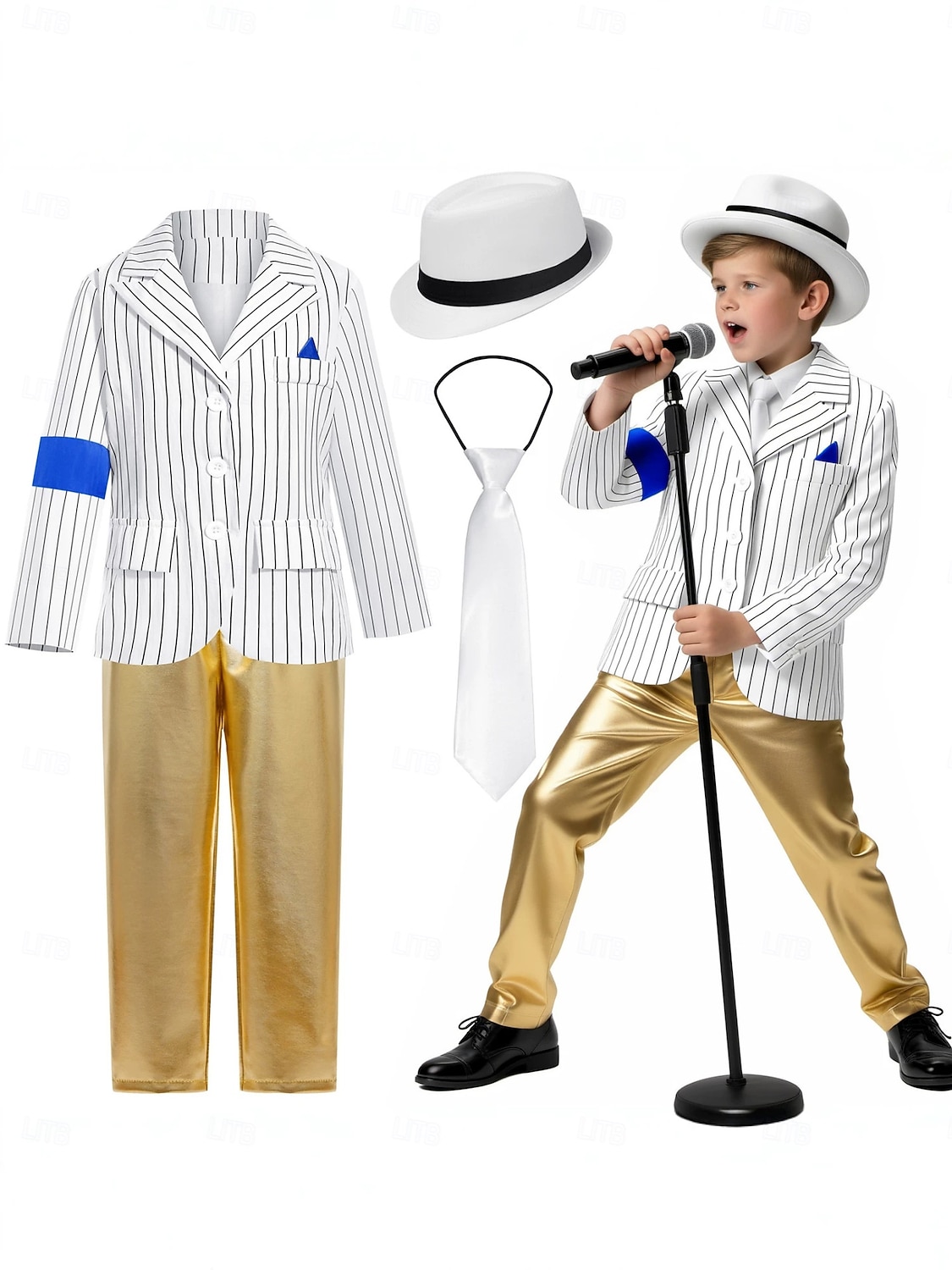 Estrella del pop de los 80 Cantante Accesorios Disfraz de lujo Iconos de la música y del escenario Cosplay for Chico Niños Víspera de Todos los Santos Carnaval Semana del Libro Rendimiento Escenario 2026 - $39.99 –P1