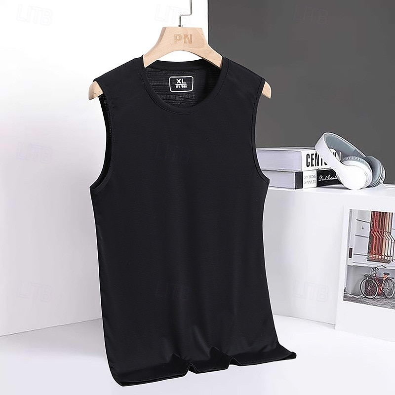 Men's Tank Top Undershirt Wife beater Shirt Sleeveless Round Neck Summer Plain Sports Soak Off Muscle V Neck Casual Indoor Outdoor Black White Dark Blue Top Tee for Men 2026 - $16.49 –P3