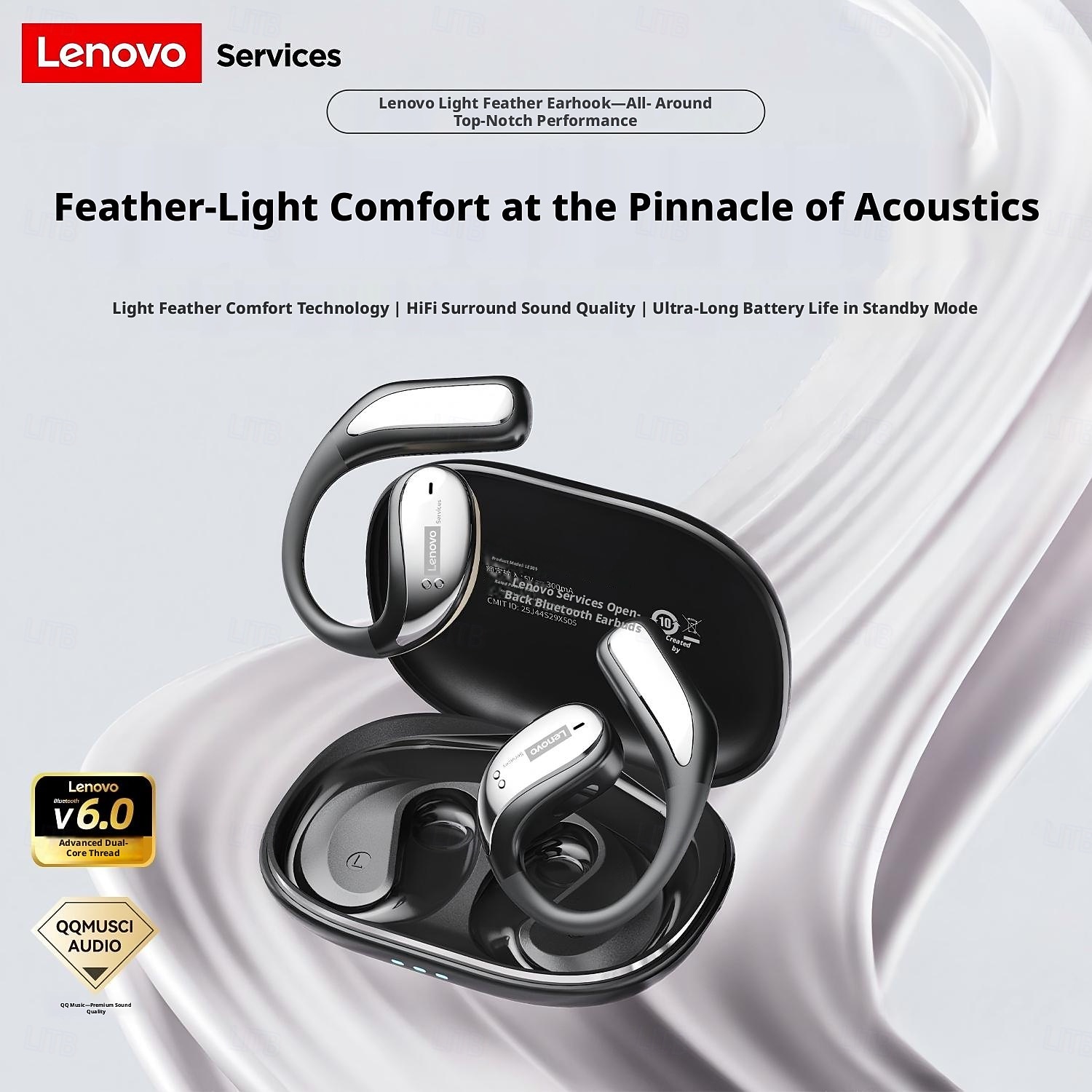 Lenovo LE505 Open Ear Wireless Headphones, Bluetooth 6.0 Air Conduction Earbuds, 360 ACS Panoramic Sound & Dolby Atmos, ENC Noise Canceling Mic, Waterproof Sport Earphones for Android iOS 2026 - $38.99 –P3