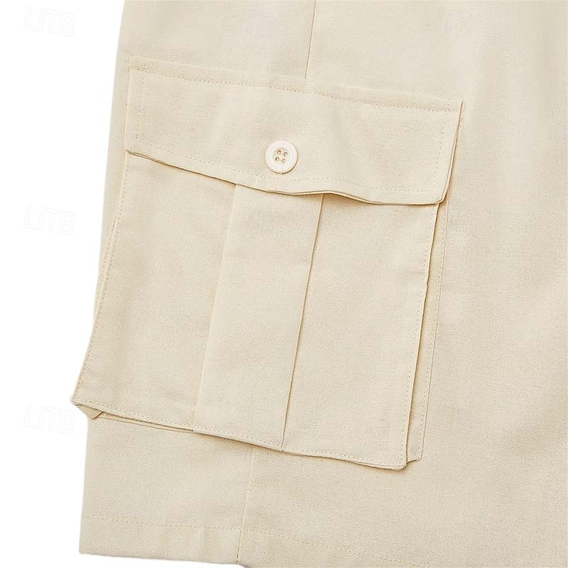 Per uomo Pantaloncini cargo Shorts di Lino Pantaloncini Estivi Shorts da Spiaggia Coulisse Elastico in vita Tasca di carico Blocco di colori Tinta unita Comodità Traspirante Lunghezza al ginocchio del 2026 a $29.99 –P5