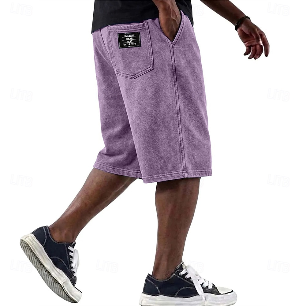 SoftFade™ Men's Shorts Summer Shorts Casual Shorts Acid Wash Shorts Pocket Elastic Waist Classic Solid Washed Comfort Breathable Knee Length Casual Outdoor Beach Vacation Fashion Blue Black Inelastic 2026 - $32.99 –P5