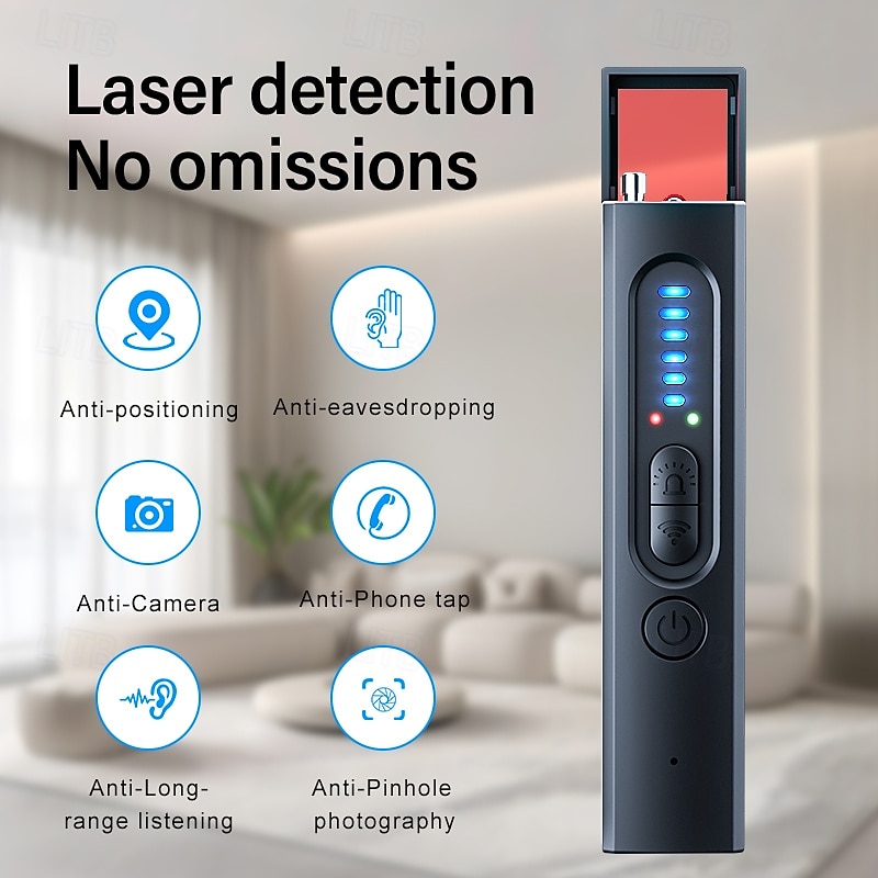 Verborgen cameradetector, gps-trackerzoeker, RF-signaaldetector voor afluisterapparatuur, anti-spionageapparaat, draagbare privacybeschermer voor hotel, thuis en op reis, handzame 2026 - $31.99 –P14